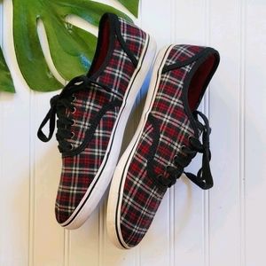 Red & Black Plaid Sneakers